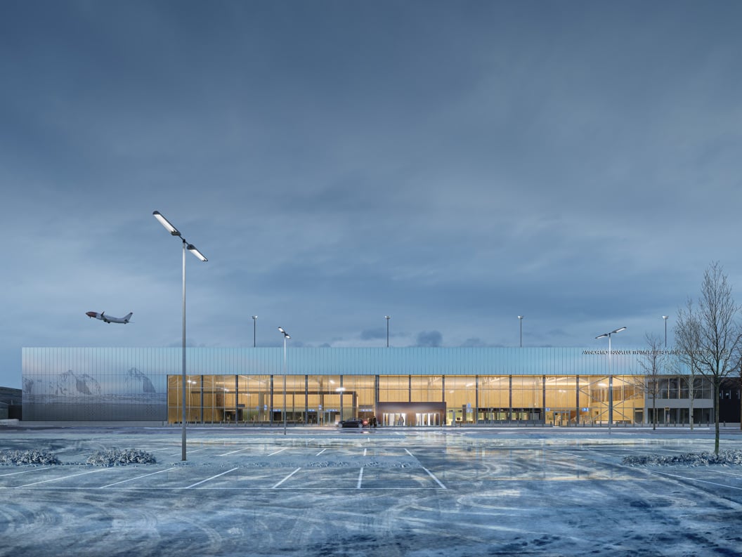 Skissebilde av fasade flyside nye Mo i Rana flyplass