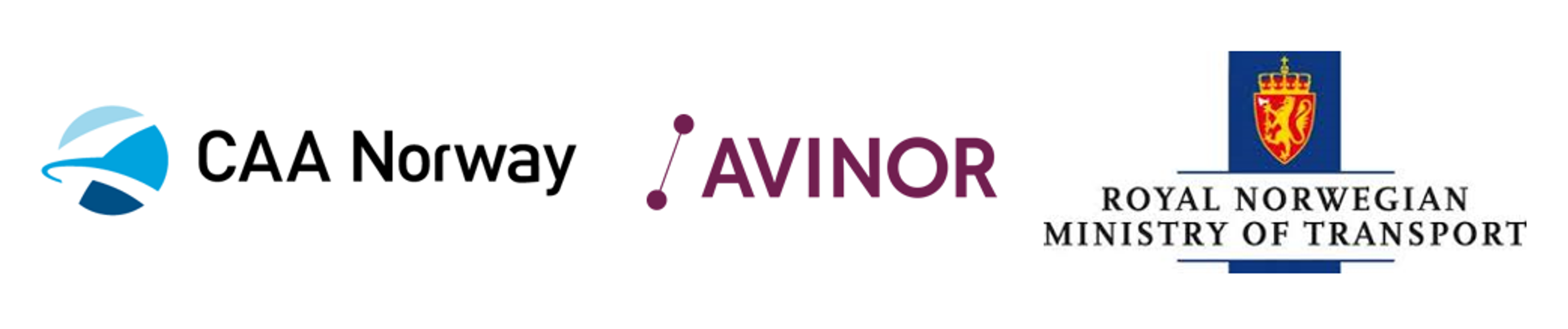 Logos of CAA Norway, Avinor, and the Royal Norwegian Ministry of Transport