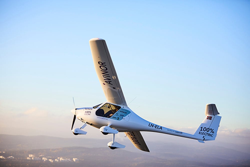 The plane to Avinor in the air