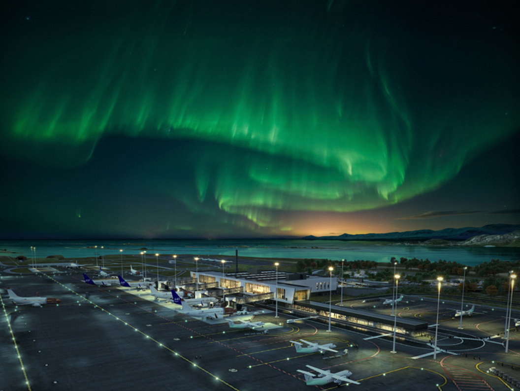 Skissebilde nye Bodø lufthavn - bilde av flyside